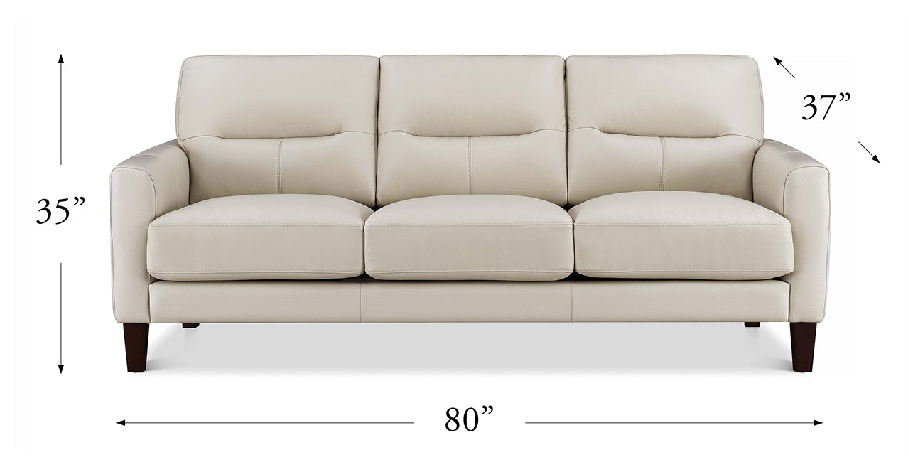 Chloe Leather Sofa Collection, Vanilla White
